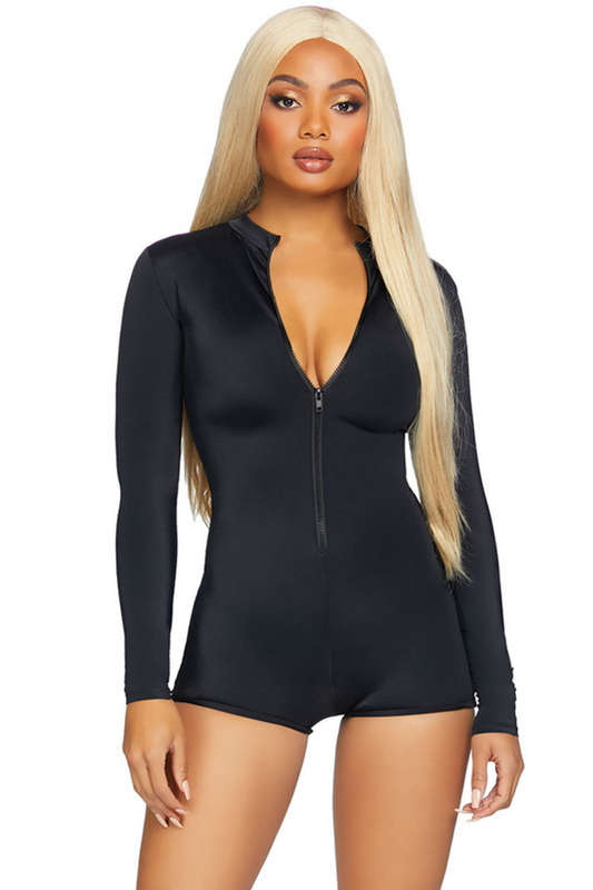 Zipper Front Long Sleeved Romper