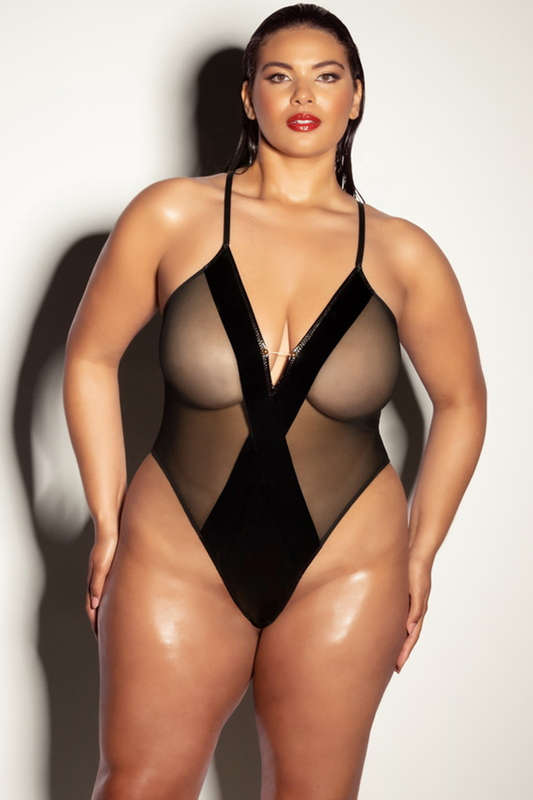 Plus Size Black Vinyl Finesse Teddy