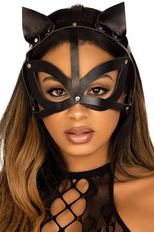 Black Vegan Leather Cat Mask