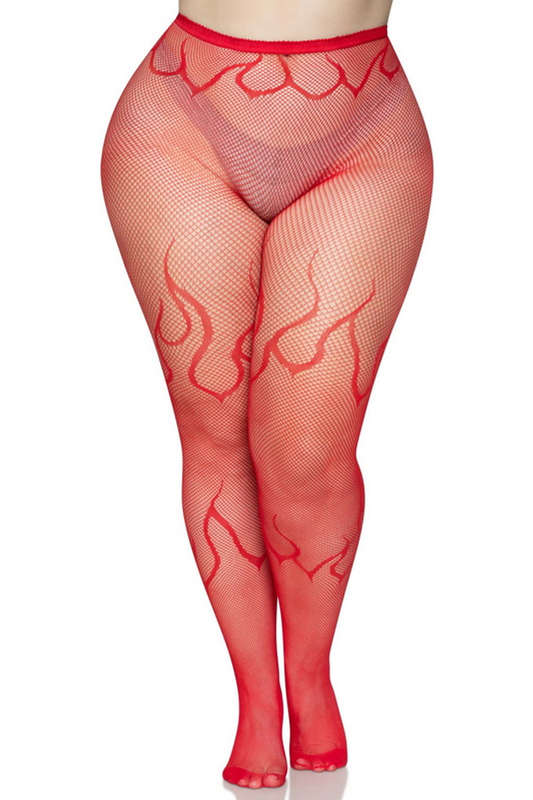 Plus Size Flame Net Tights