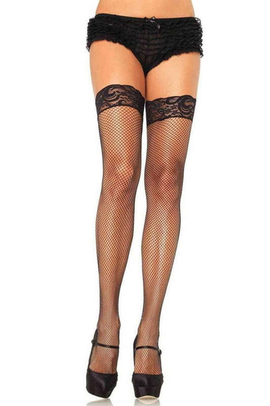 Plus Size Stay Up Lycra Fishnet Thigh High