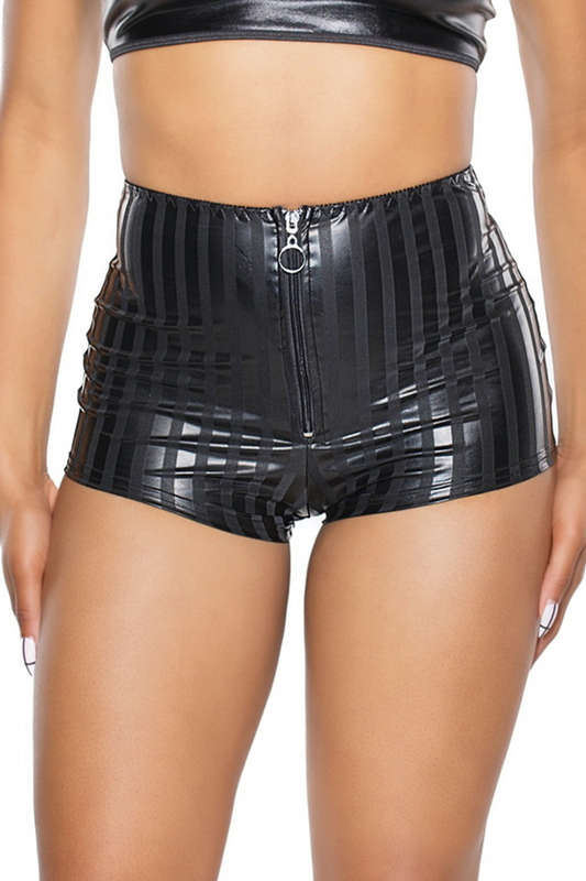 Black Striped Matte Gloss Shorts