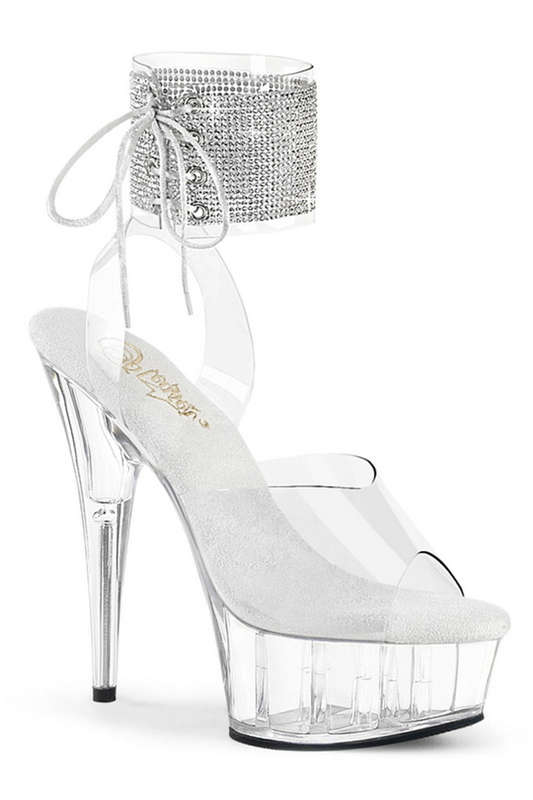Clear 6" Rhinestone Ankle Cuff Sandal