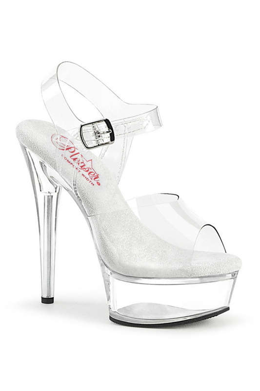 Clear 6" Heel Ankle Strap Platform Sandal