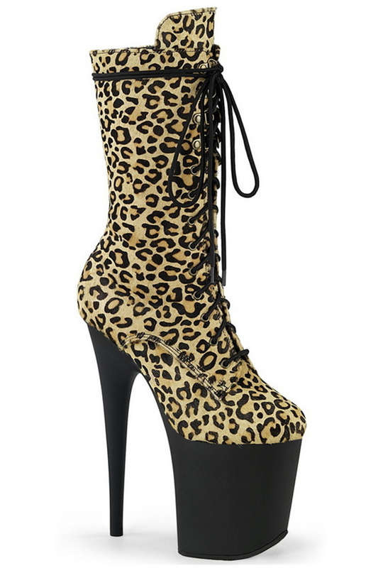 Leopard Print 8" Pony Hair Mid Calf Boot