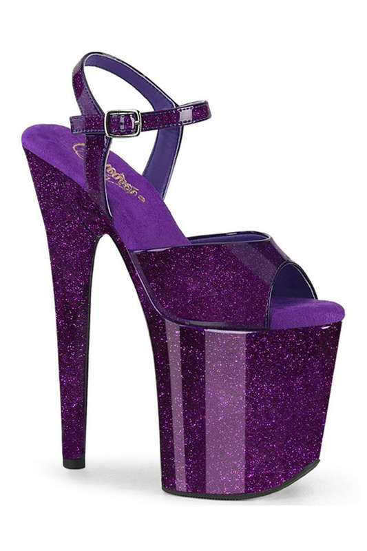 Purple Glitter 8" Ankle Strap Platform Sandal