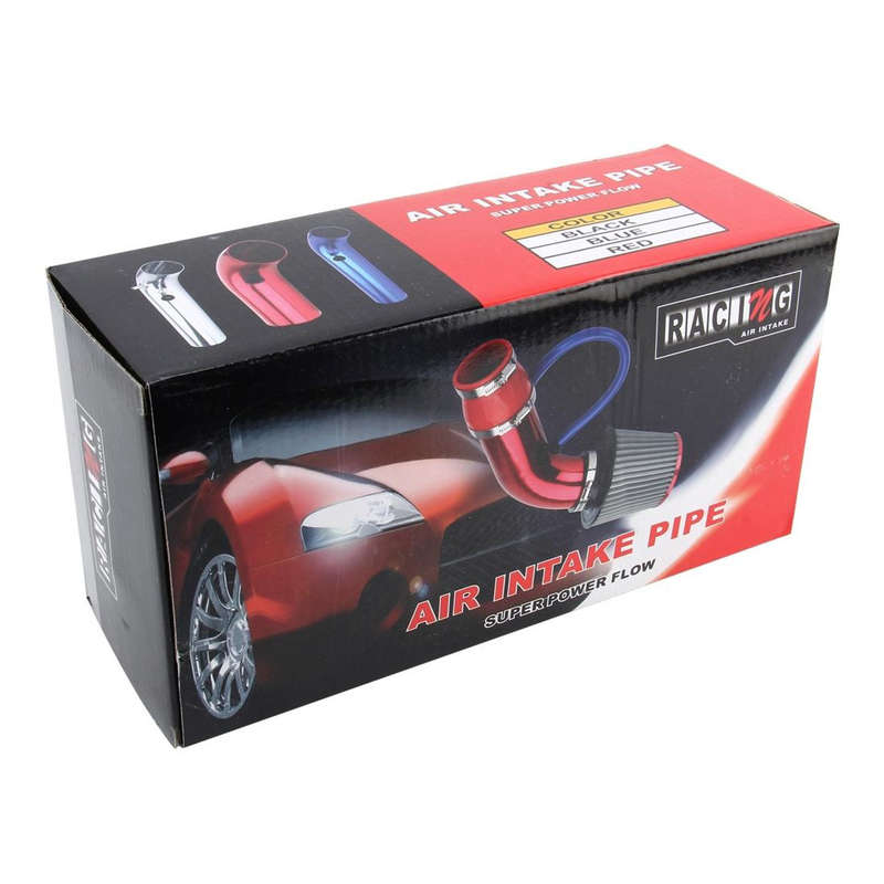 Racing Universal Air Intake Pipe Super Power-Flow Pipe Hose Kit - Blue - 0007