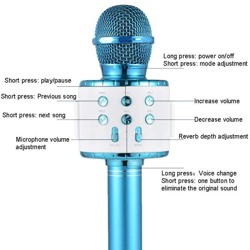 Wireless bluetooth karaoke microphone and speaker