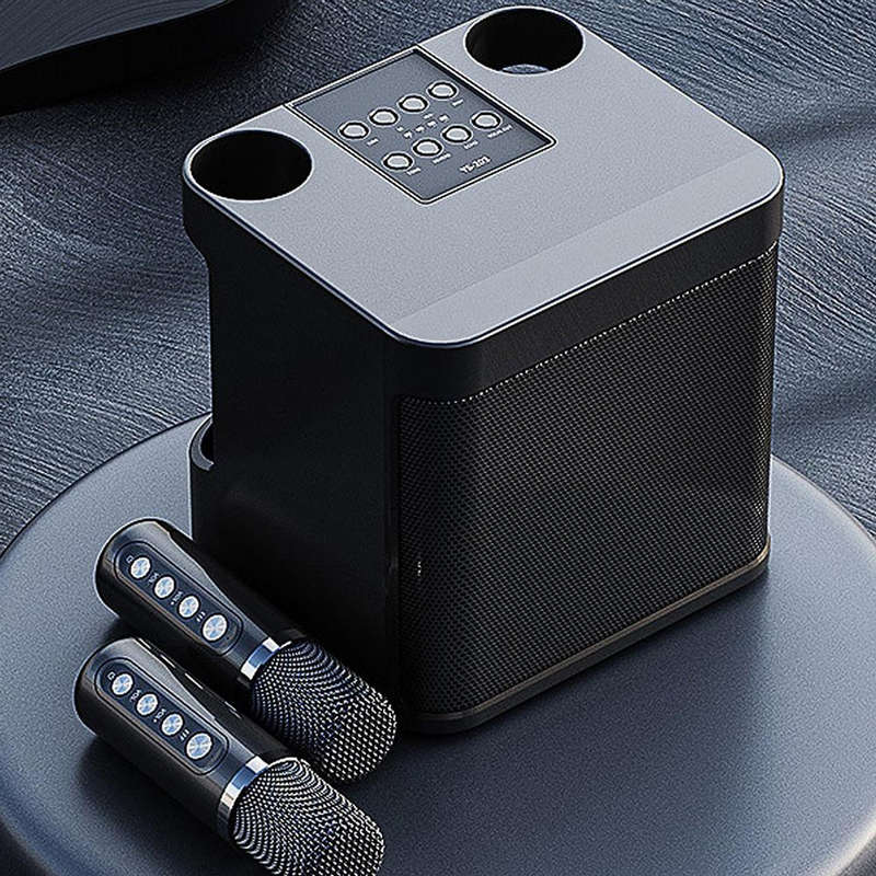 YS-203 Portable Mini Wireless Bluetooth Speaker With 2 Karaoke Microphone