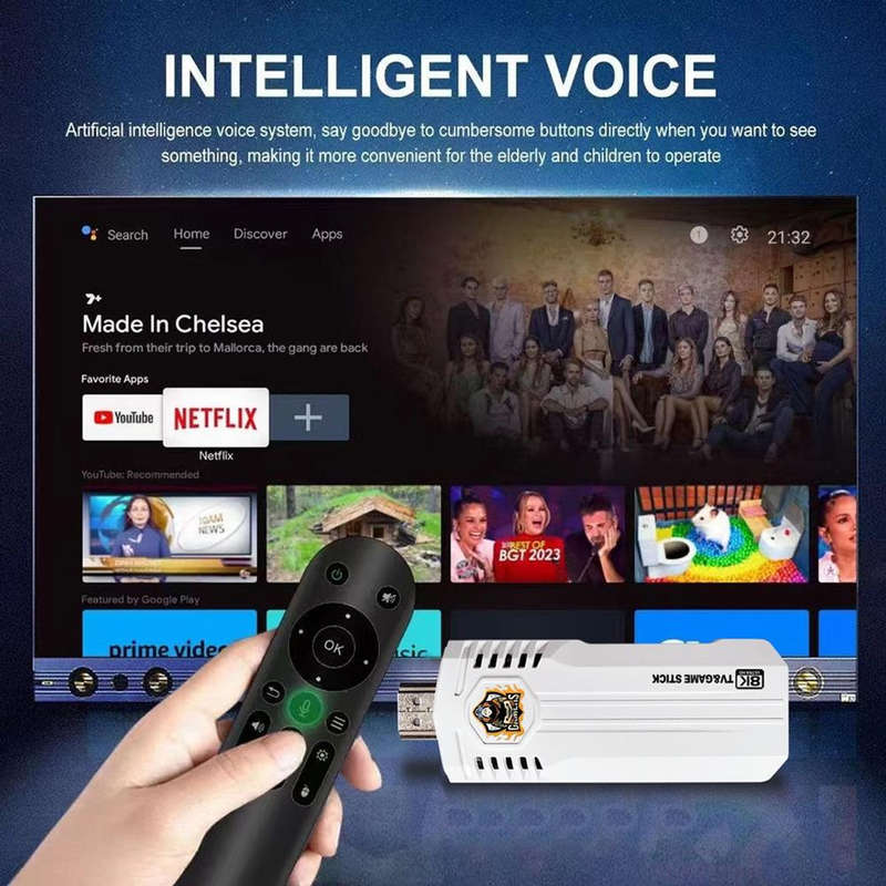 K8 Pro 8K Ultra HD TV Dual Controller Game Console 40000+ Built-in Games TV Stick TV Box