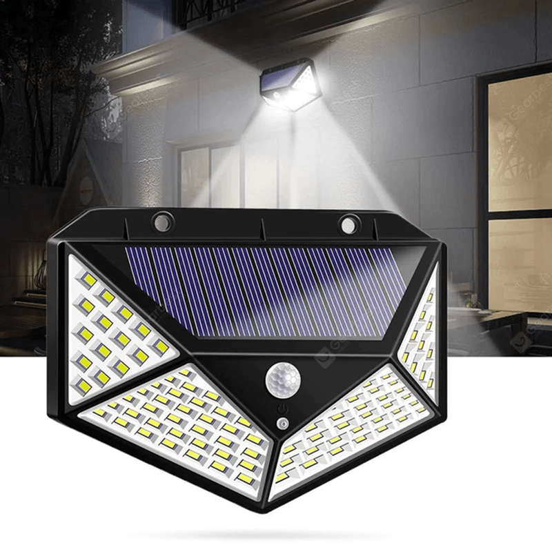100 LED Solar Powered Wall Lamp with Motion Sensor with Built in Li-ion Battery