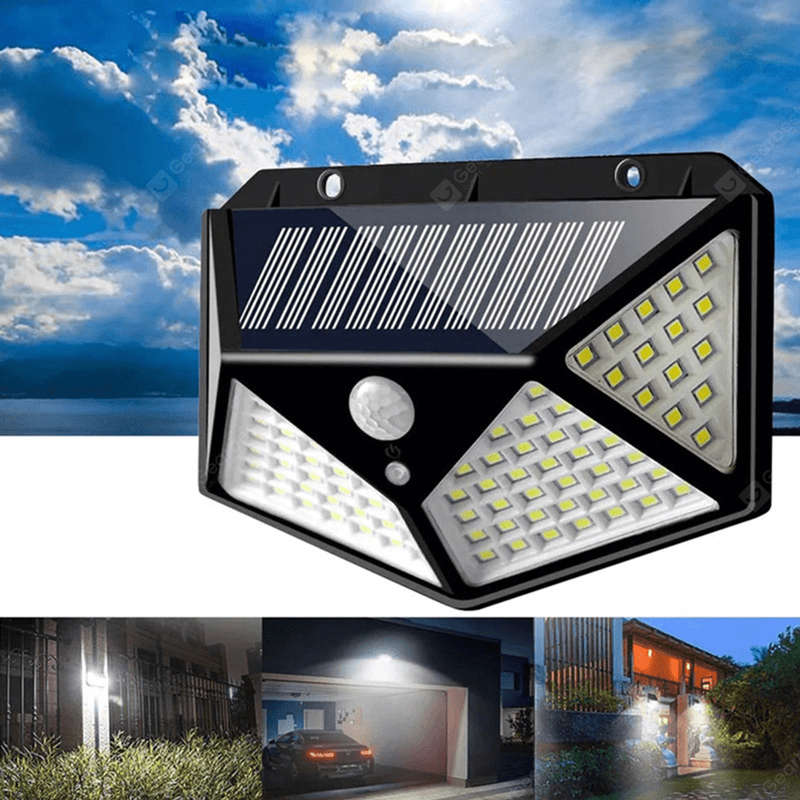 100 LED Solar Powered Wall Lamp with Motion Sensor with Built in Li-ion Battery