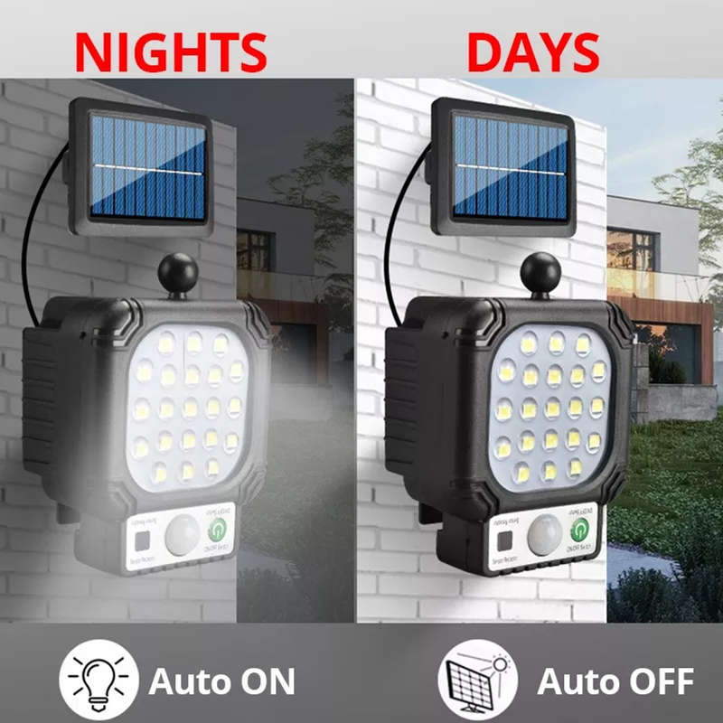 Super Bright 21 LED Sensor Street Lamp With Solar Panel & Cable - Solar Charging - No Electric Bills