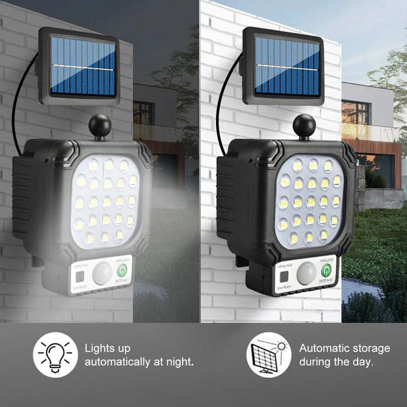 Super Bright 21 LED Sensor Street Lamp With Solar Panel & Cable - Solar Charging - No Electric Bills
