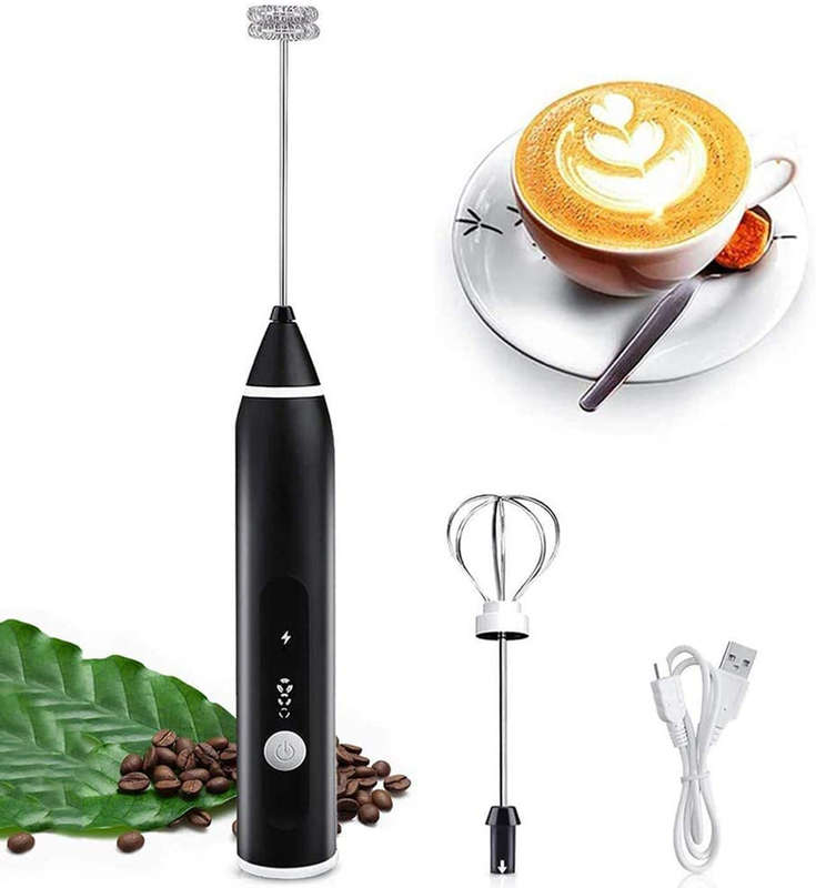 USB rechargeable Milk Frother and egg beater Drink Foam Maker 3-Speed
