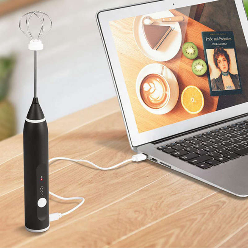 USB rechargeable Milk Frother and egg beater Drink Foam Maker 3-Speed