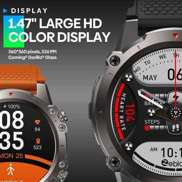 Zeblaze Vibe 7 Lite 1.47 inch IPS Screen 3 ATM IP69K Waterproof Smart Watch, Support Voice Call / Health Monitoring (Orange)
