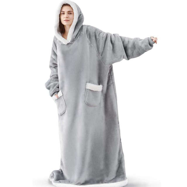 Extra Long Ultra-Soft Huggle Hoodie Blanket with Hood