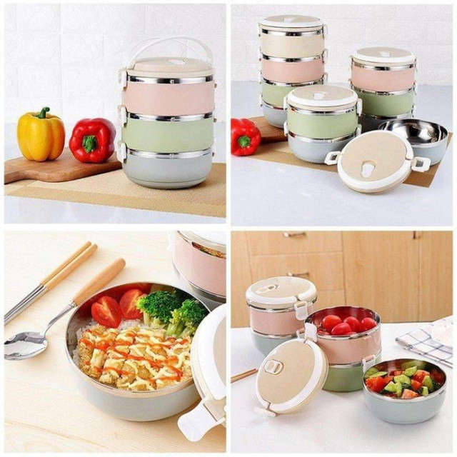insulated Stainless Steel Lunch Box - Multi-Tier Design