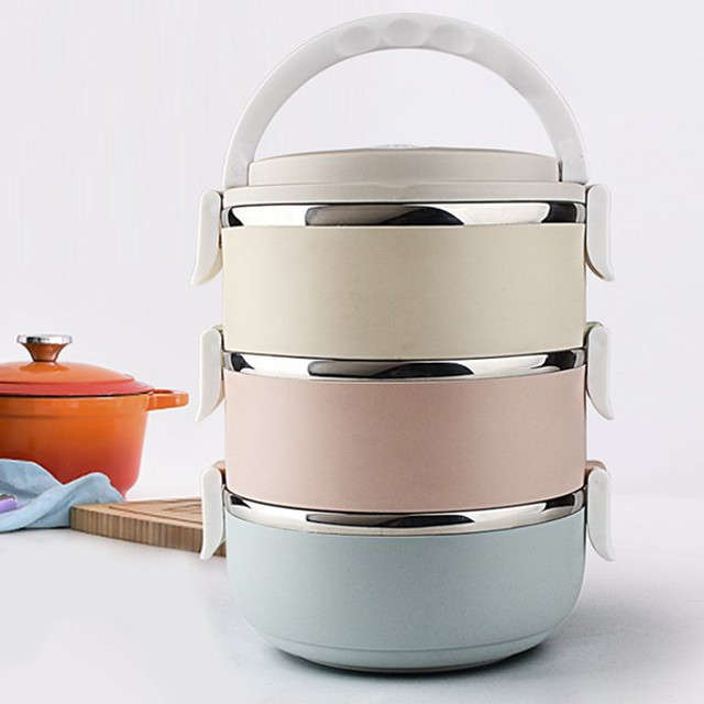 insulated Stainless Steel Lunch Box - Multi-Tier Design