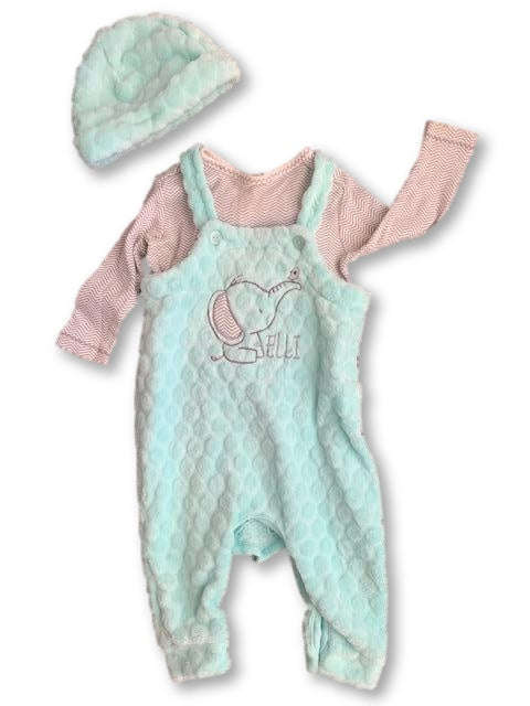 6-12 Months Turquoise/ Mint Green Body Suit and Long Sleeve Top with Matching Beanie - Woolworths