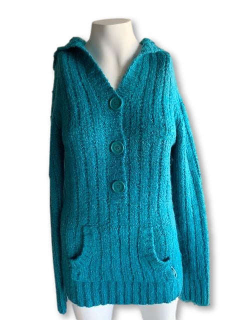 Size 12 Turquoise Chunky Knit Sweater - Billabong