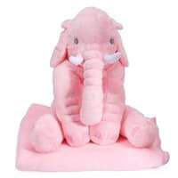 Elephant plush pillow with a blanket {Grey}