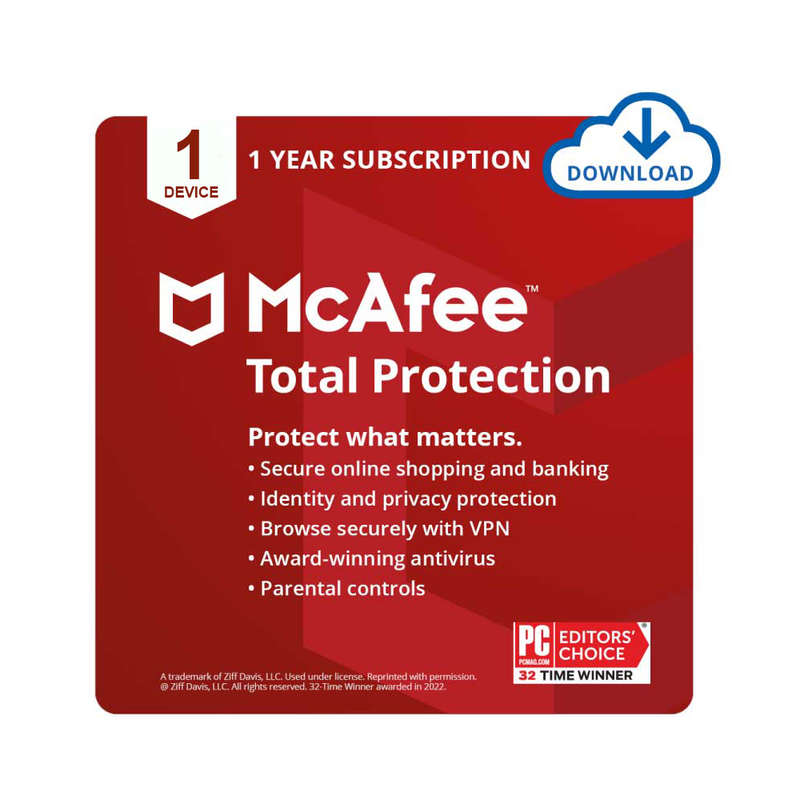 MCAFEE Total Protection - Device Antivirus & Security Protection (1 Device)
