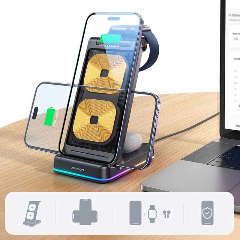 JOYROOM 3-in-1 Foldable Wireless Charging Station