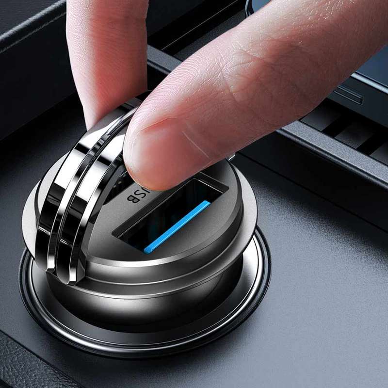 JOYROOM 45W Mini Dual-Port Fast Car Charger (PD + QC 3.0) with Ring Pull