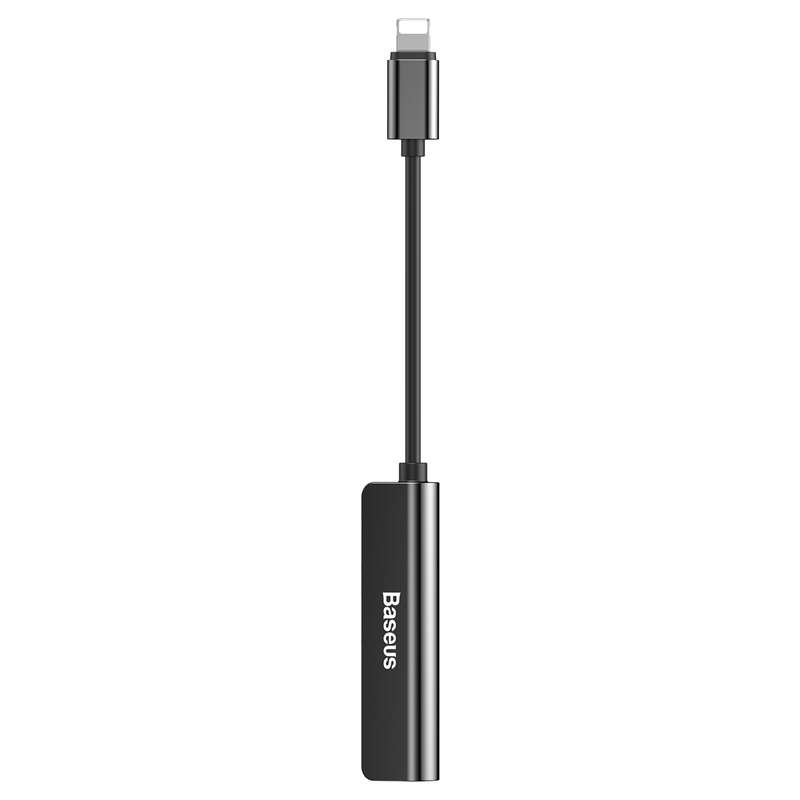 BASEUS L52 3-in-1 Male iOS to Dual iOS and 3.5mm Female Audio and Charge Adapter