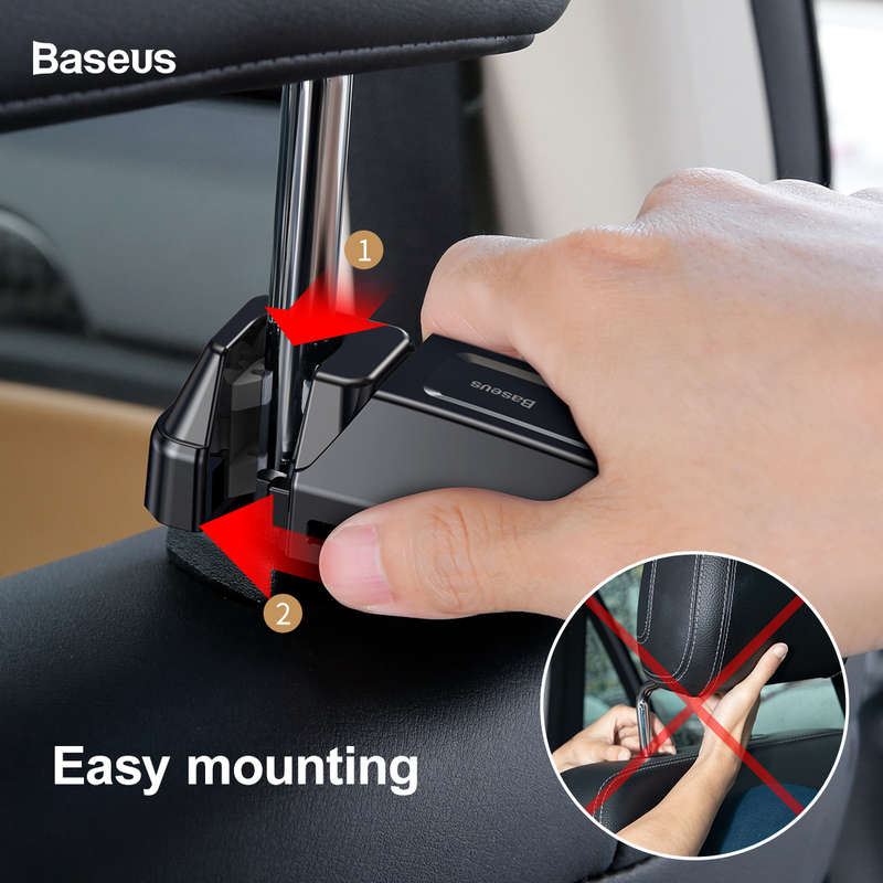BASEUS Back Seat Headrest Phone Holder with Hook