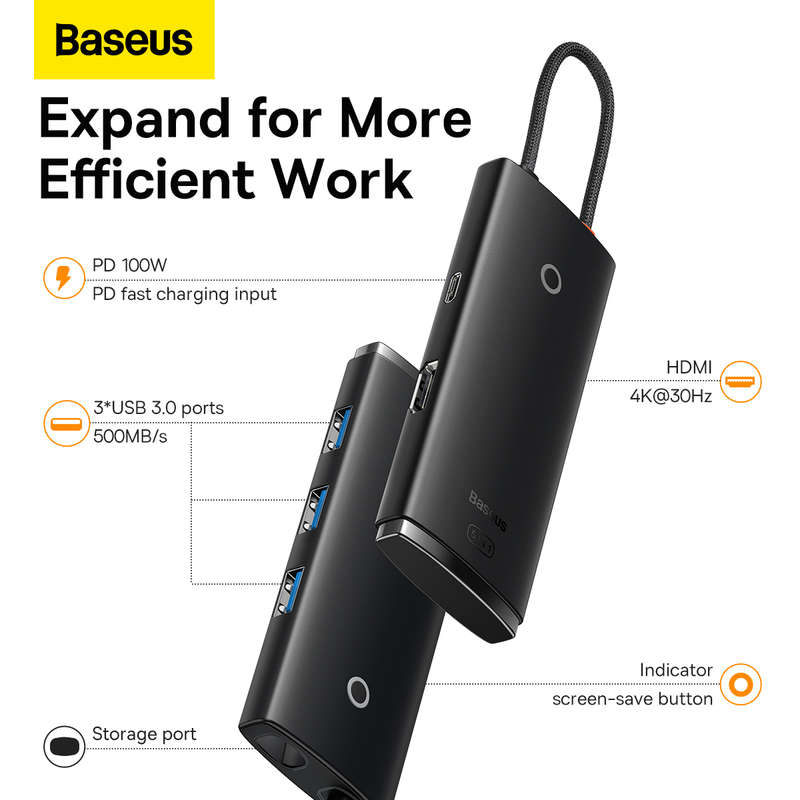 BASEUS Lite Series 5-Port Type-C HUB Docking Station