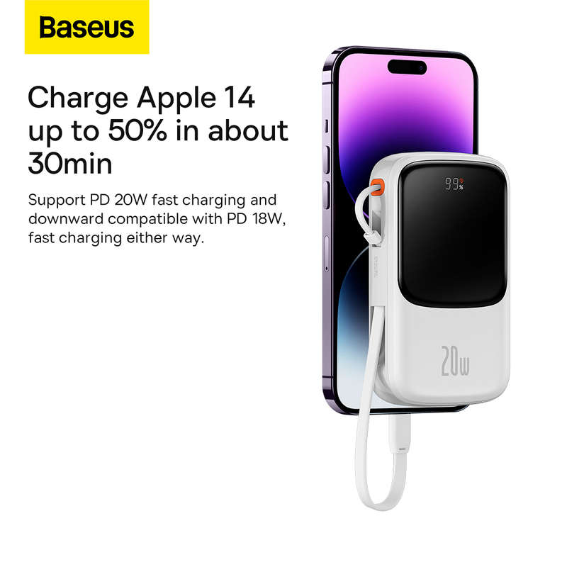 BASEUS Qpow Pro Digital Display Fast Charge Power Bank 10000mAh 20W iOS