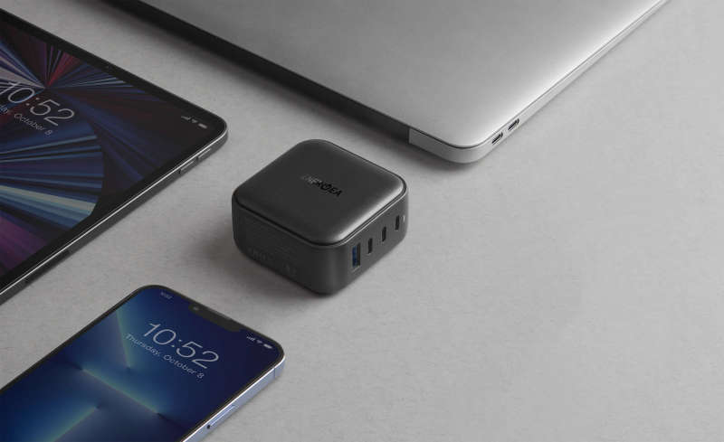 TravelHub GaN100 4-Port Wall Charger - charge multiple devcies simultaneoulsy
