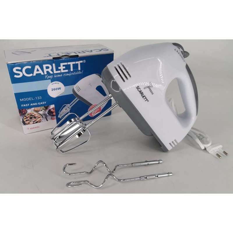 Scarlet Powerful 260 Watt Motor | Variable 7 Speed Control Electric Beater For Whipping Cream & Cake