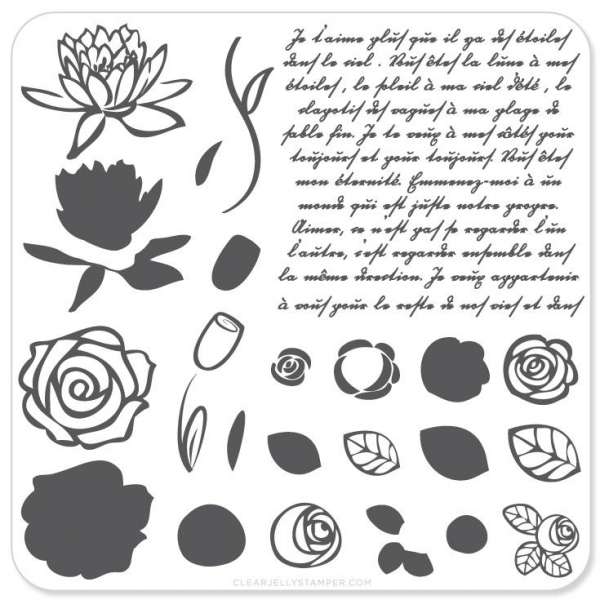 Simple Rose and Script (CjS-02)  Steel Stamping Plate