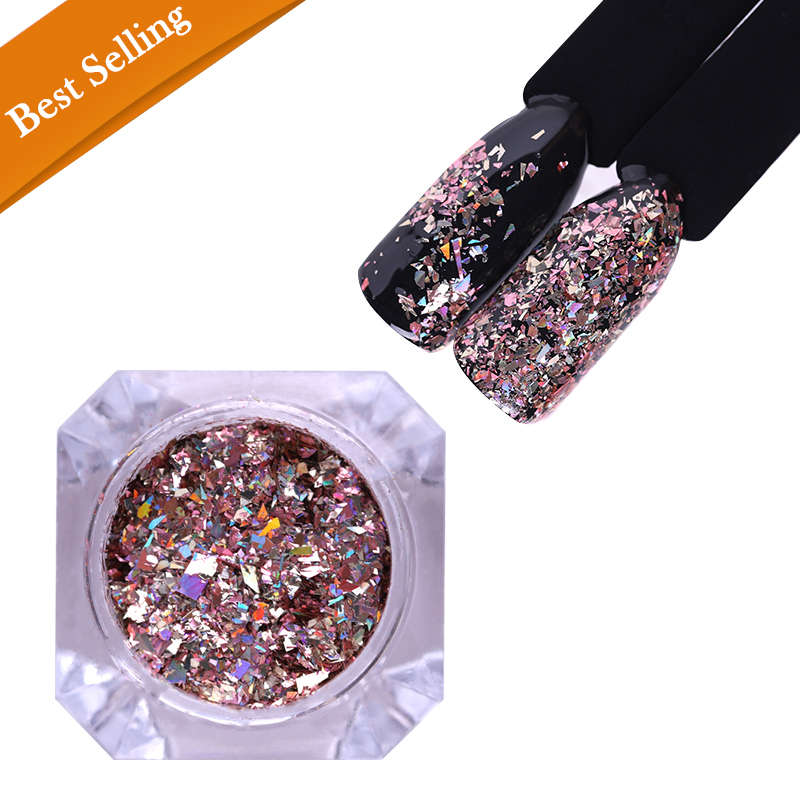 Rose Gold Holo Nail Flakies Sequins Holographic Powder