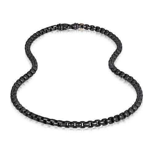 Black round box link Necklace ARZ-Steel