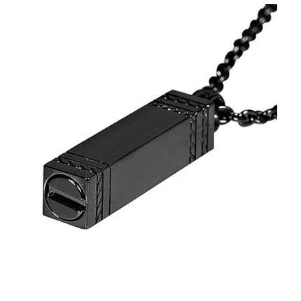 Black rectangle ashes Pendant w/Chain ARZ-Steel
