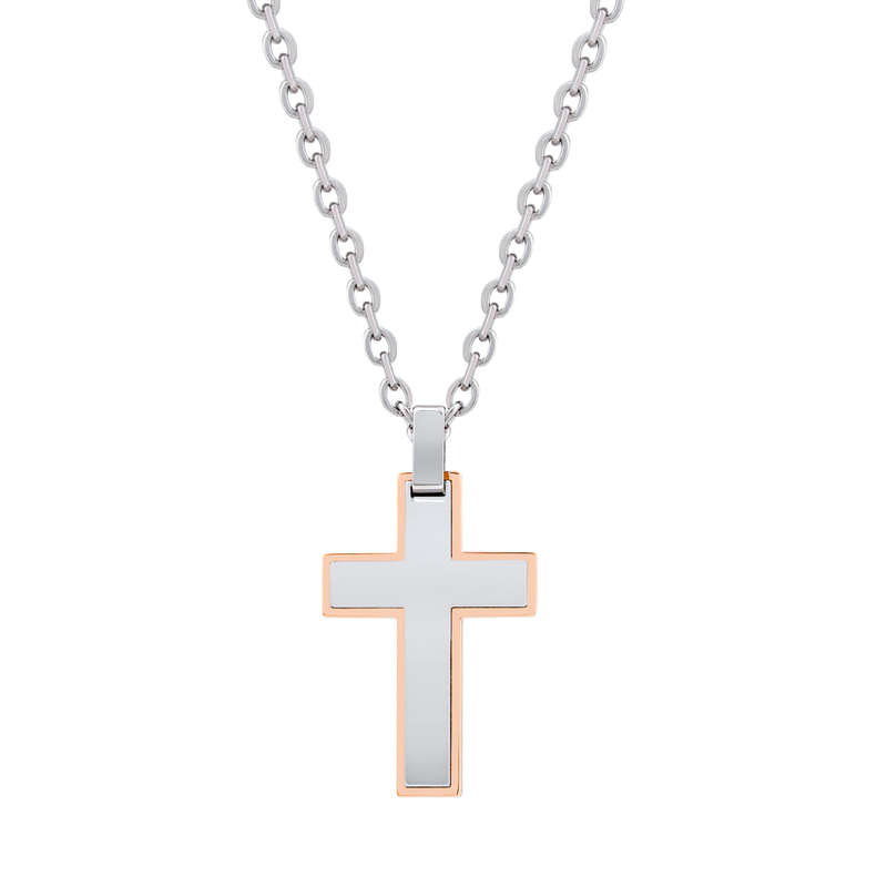 Rose steel cross Pendant w/ Chain ARZ-Steel