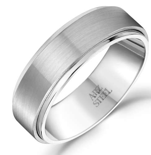 7mm Matte & Shiny Steel Ring ARZ-Steel