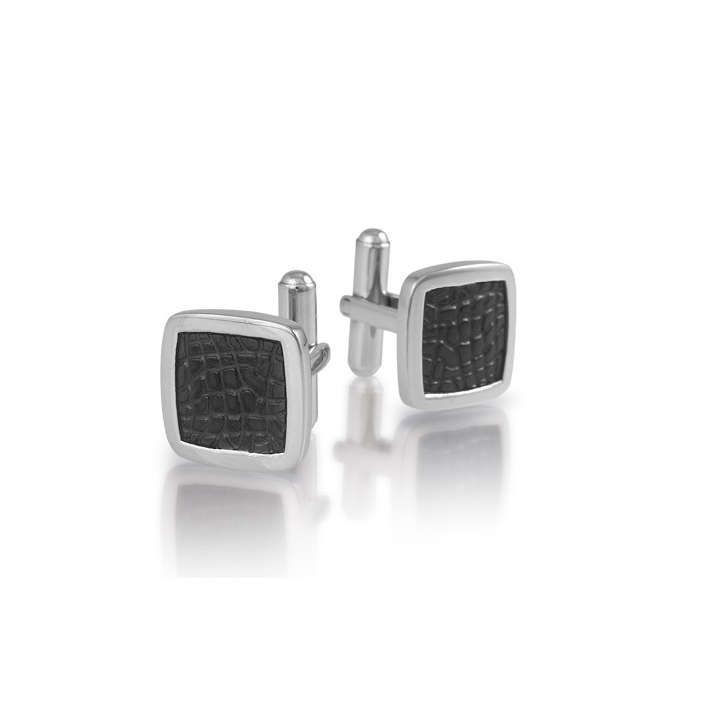 Steel leather cufflinks ARZ-Steel