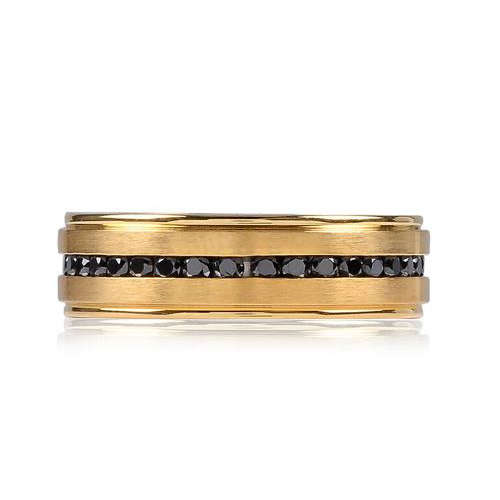 Gold Steel Black Stone Ring ARZ-Steel