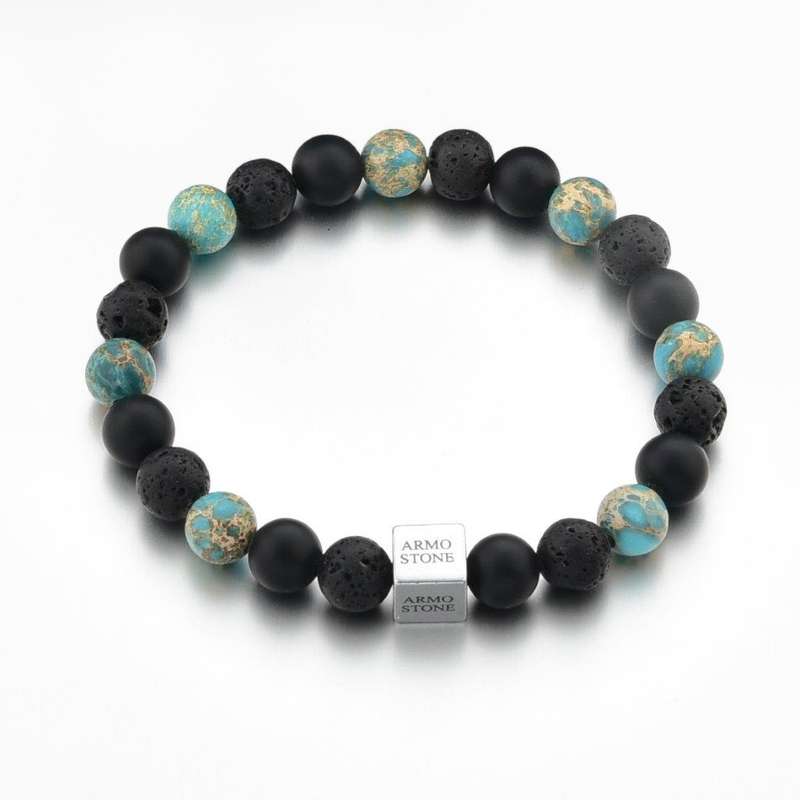 Matt Onyx, Lava and Marbled Turquoise Stones Armo-Stone