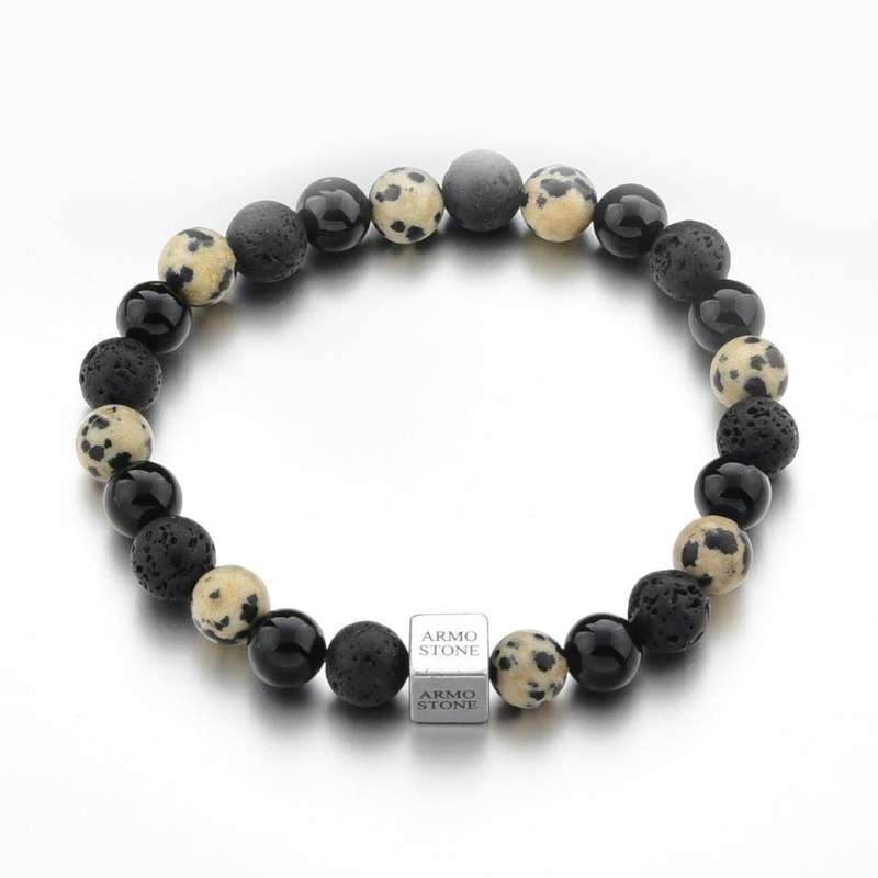 Matt Onyx, Lava and Cream Dalmatian Jasper Stones Armo-Stone