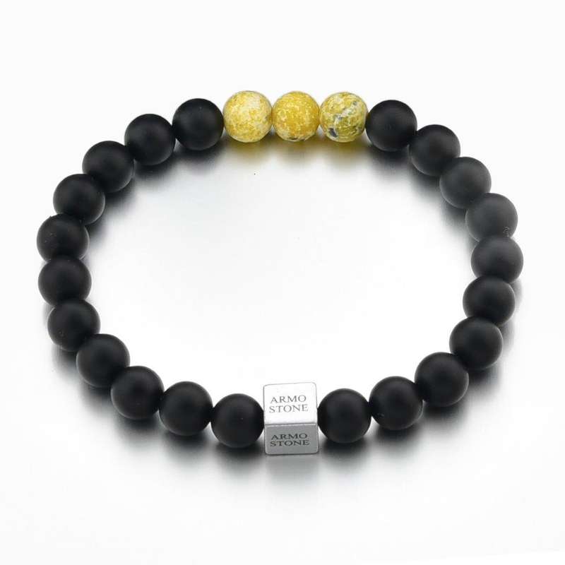 3 Yellow Jasper Stones and Matt Onyx Armo-Stone