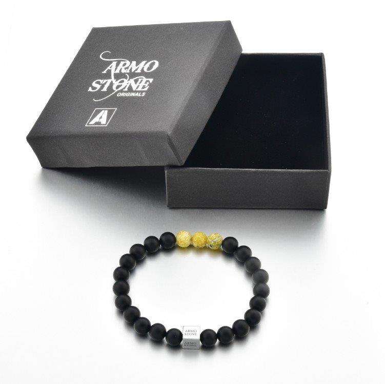 3 Yellow Jasper Stones and Matt Onyx Armo-Stone