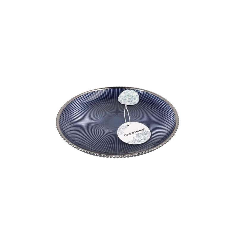 Silver Rim Navy Side Plate 20Cm