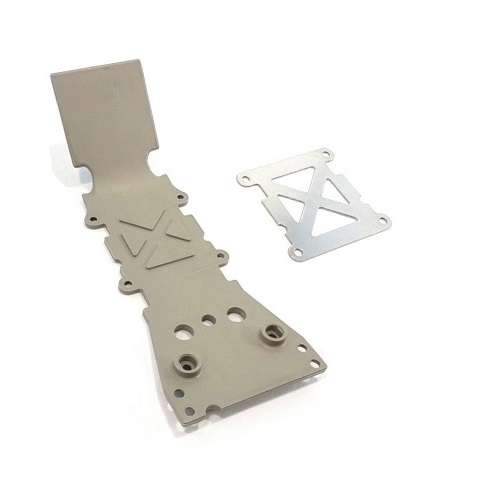 TRA4937A Traxxas  Skidplate, Front Plastic (Grey)/ Stainless Steel Plate